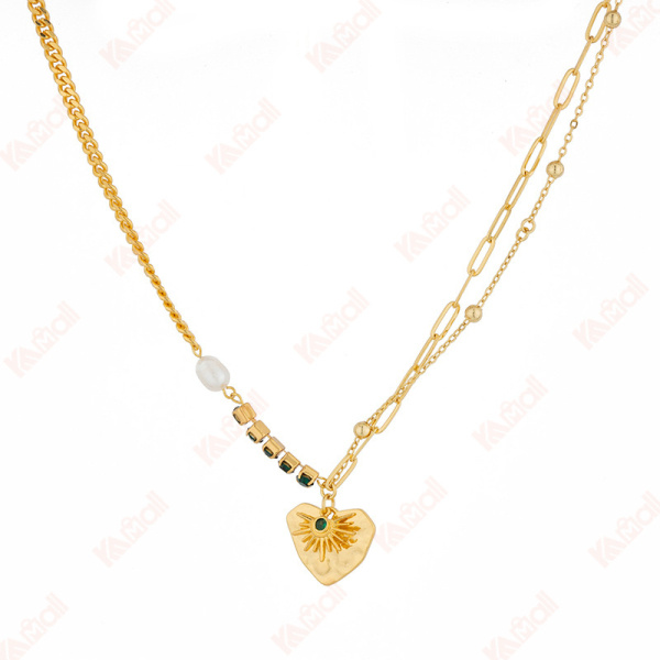 copper heart necklace combination chain